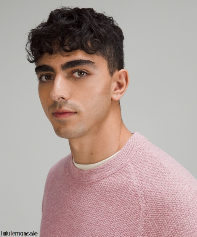 Lululemon Deutschland DELULU931 | Lululemon Deutschland Melierter Brier Rose Texturierter Strickpullover Mit Rundhalsausschnitt